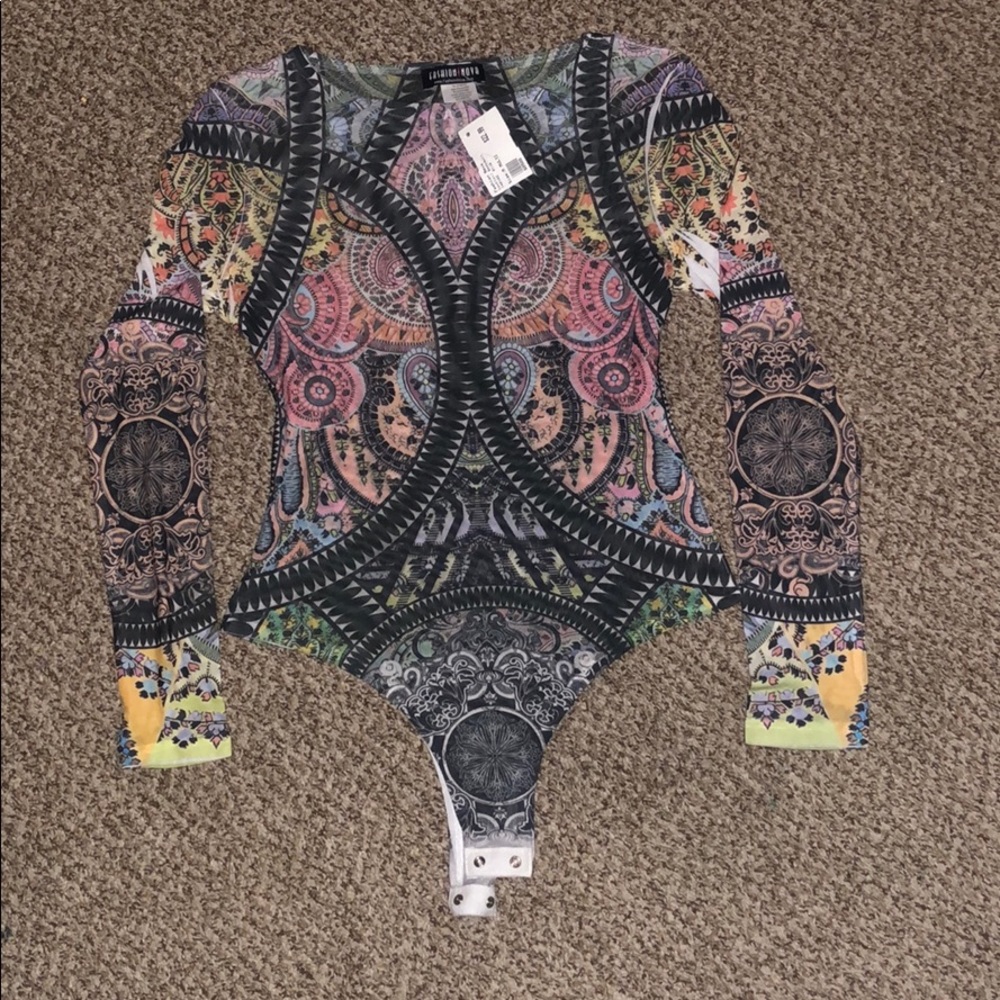 BRAND NEW- mesh multi color bodysuit